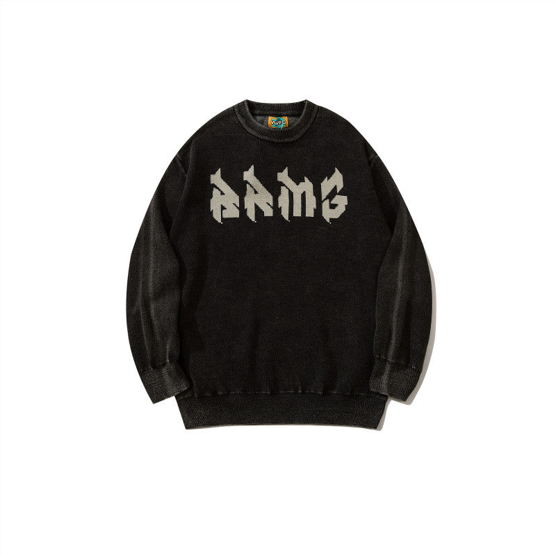 Round Neck Sweater Male Letter Loose