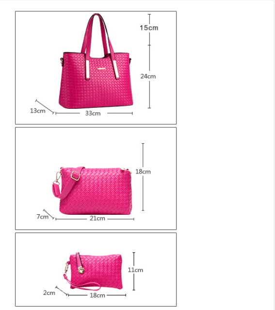 Woven Pattern Picture And Mother Three Piece Cross-body One-shoulder Handbag