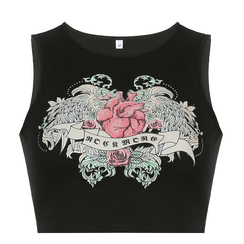 Spice Girls Print Vest Small Vest Street Personality Show Navel