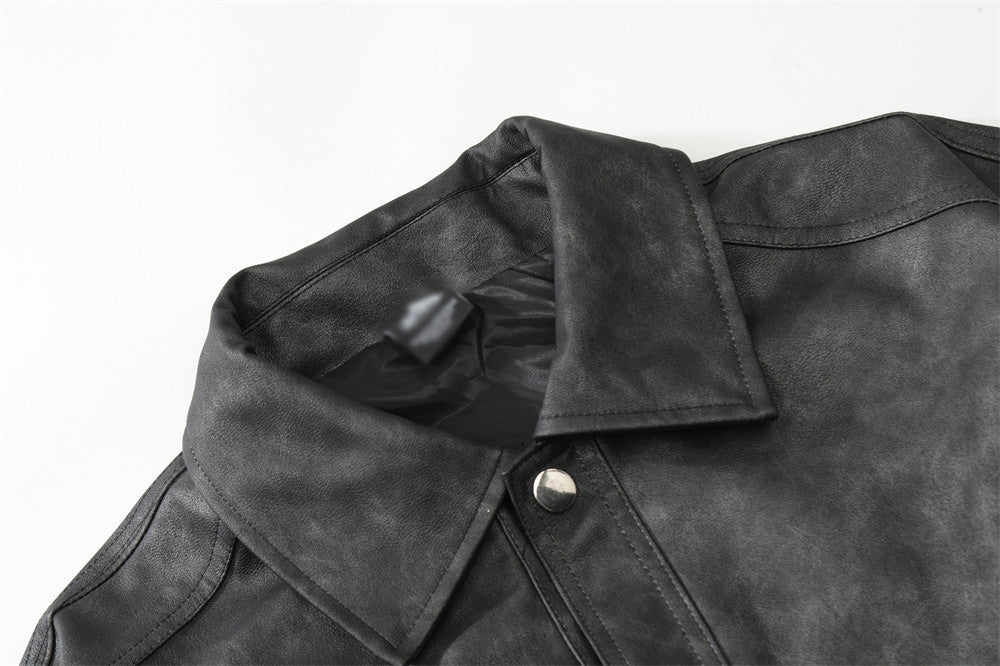 Men's Loose Motorcycle PU Leather Jacket