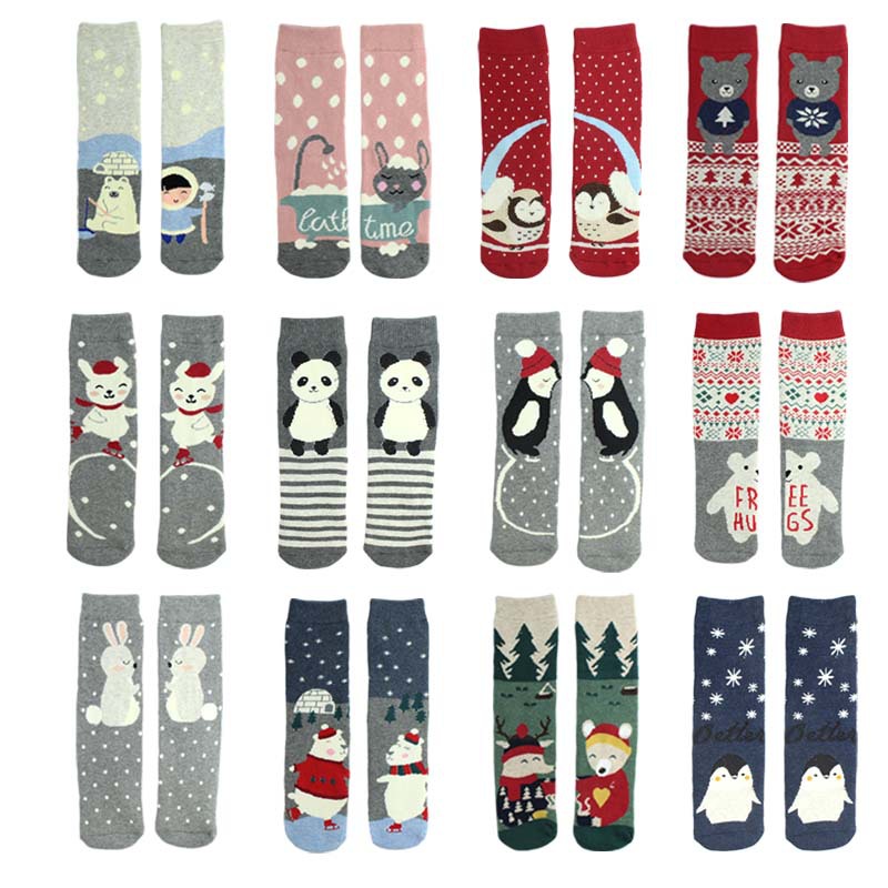 Cartoon Straight Terry Women's Socks Thickened And Warm