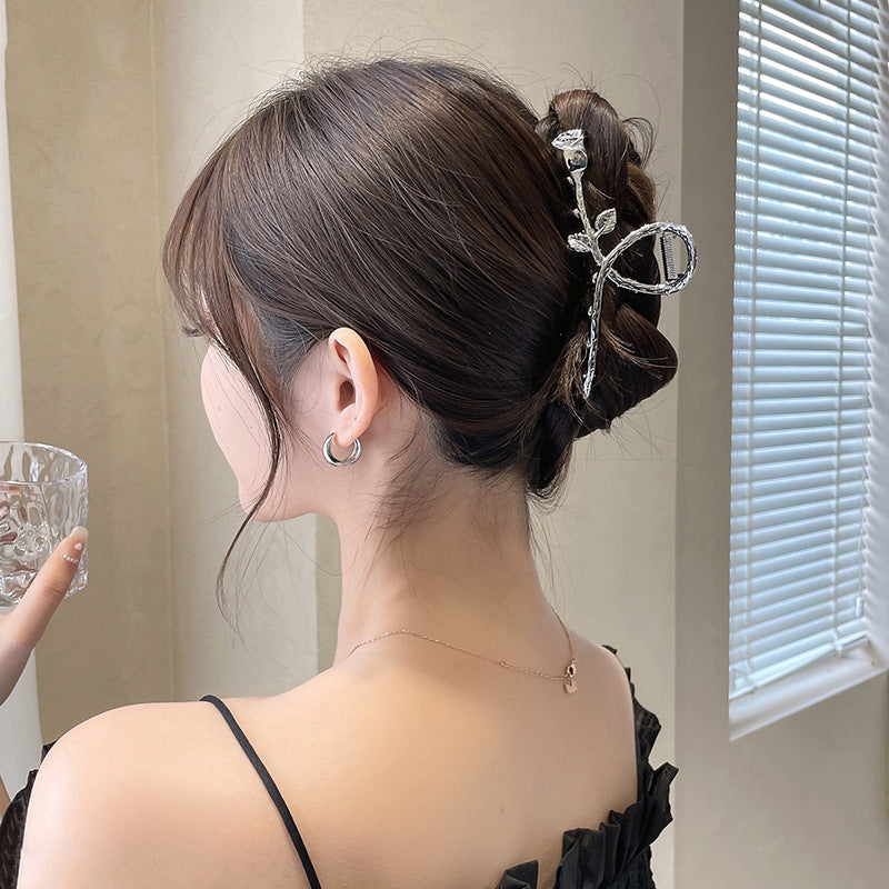 Korean Version Of Roses Oversized Catch Clip Metal