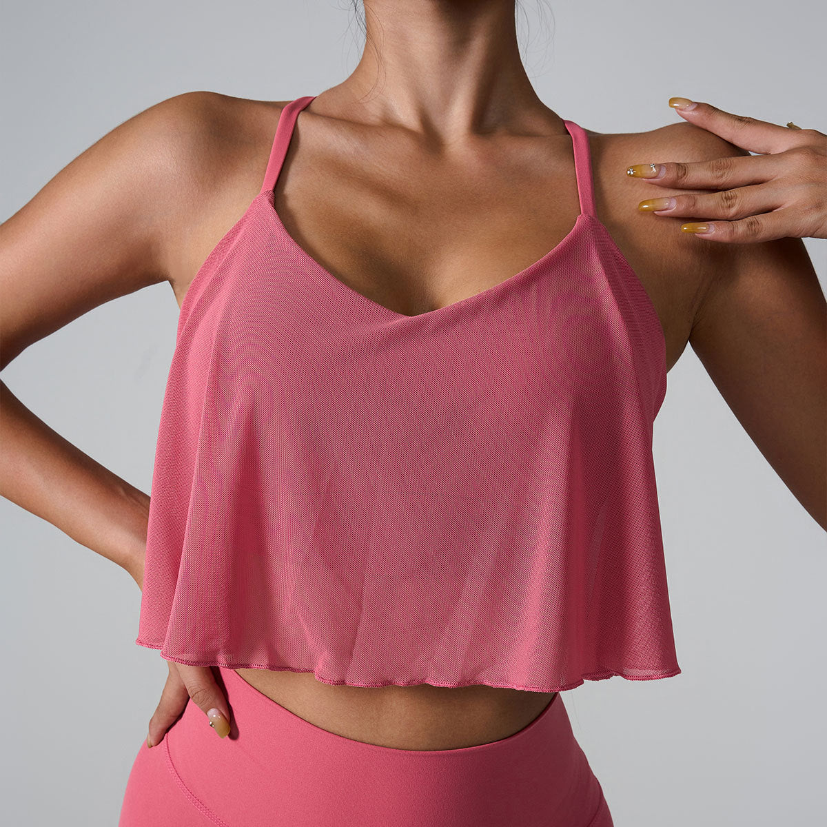 Letvægts Sports Sling Dame Mesh Hurtigtørrende Yoga BH Med Brystpude