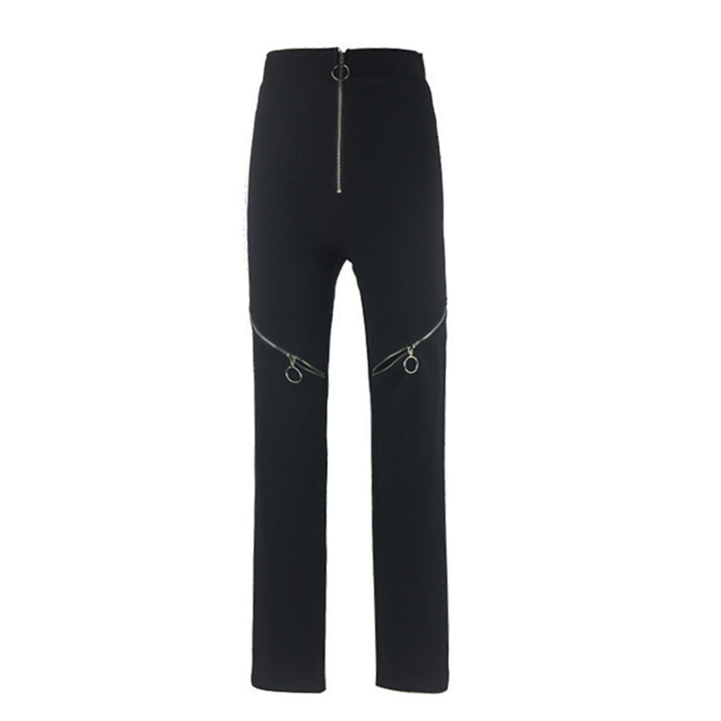 Zipper Bottoming Tight-fitting High-waisted Trousers With Small Feet