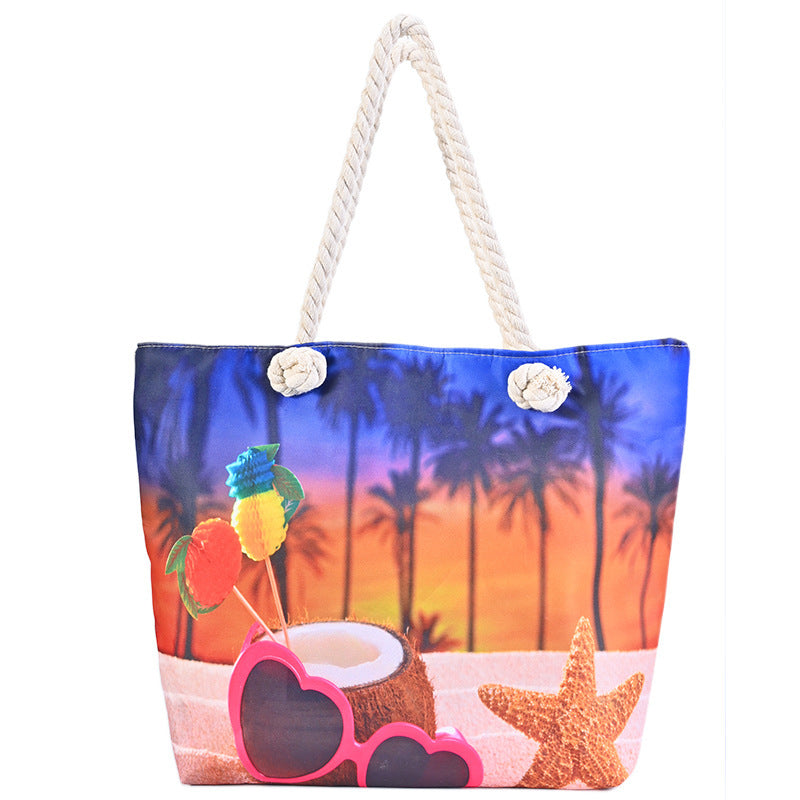 Printed Women's Beach Bag Large Capacity Handbag