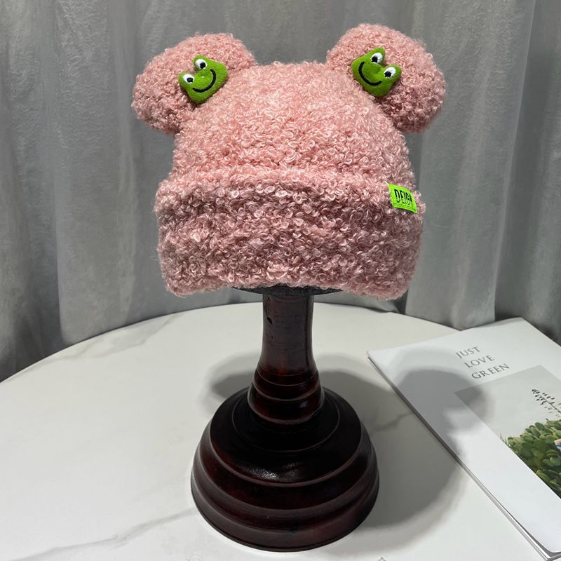 Japanese Cartoon Cute Frog Lambswool Bun Head Hat
