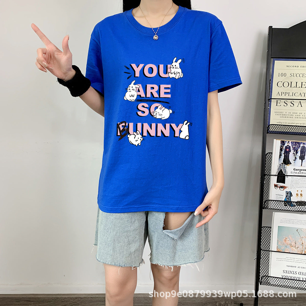 Rabbit Cotton Schoolgirl Short Sleeve Top
