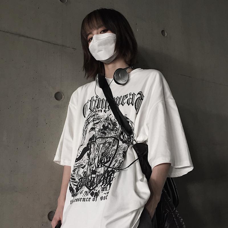 Summer Harajuku Style Short-sleeved Men's Fashion Brand Printing Half-sleeve