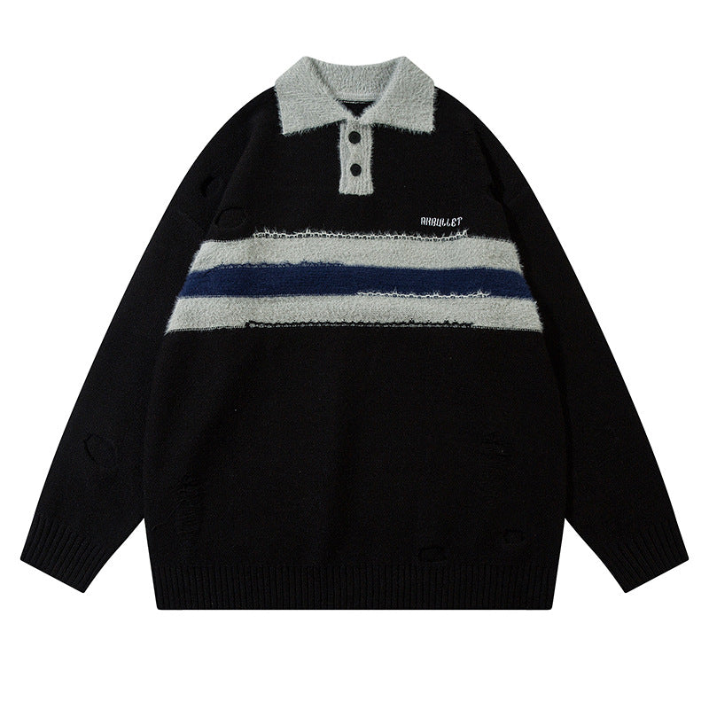 Long Sleeve Fashion Brand Sweater American Retro Lapels