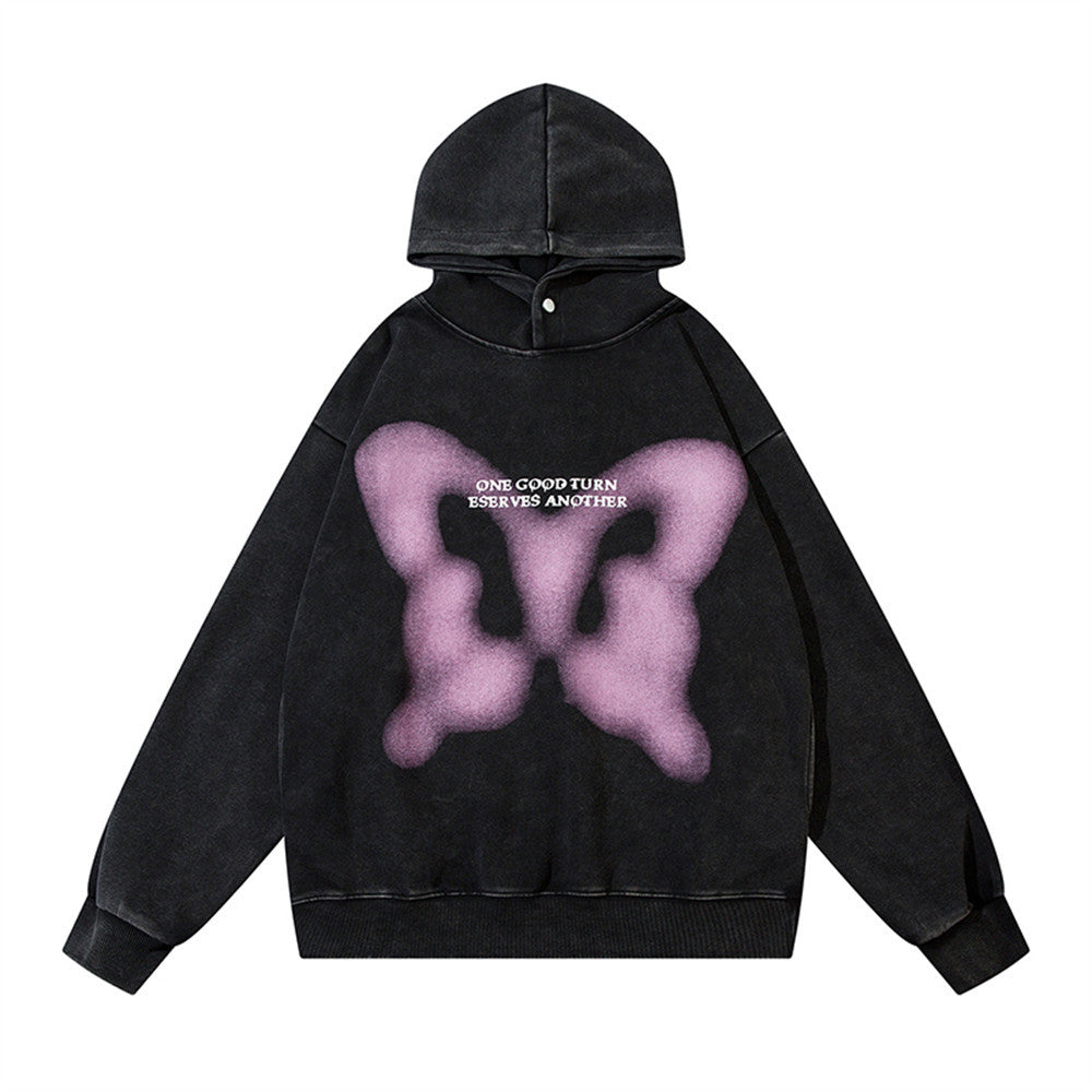 Loose Casual Butterfly Printed Hoodie