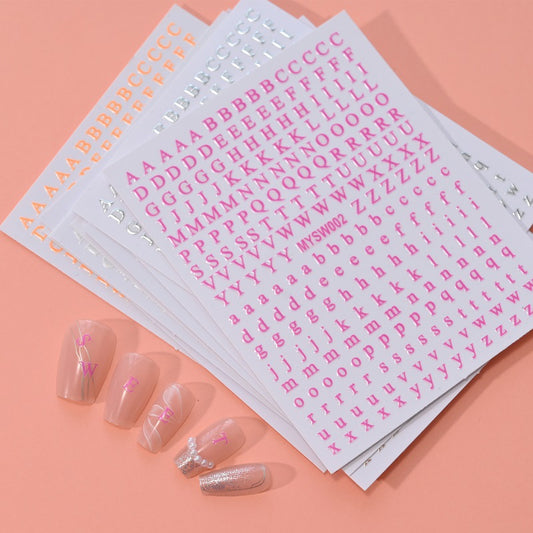 Nail Stickers English Letters Case Fluorescent DIY Decoration 12 Colors