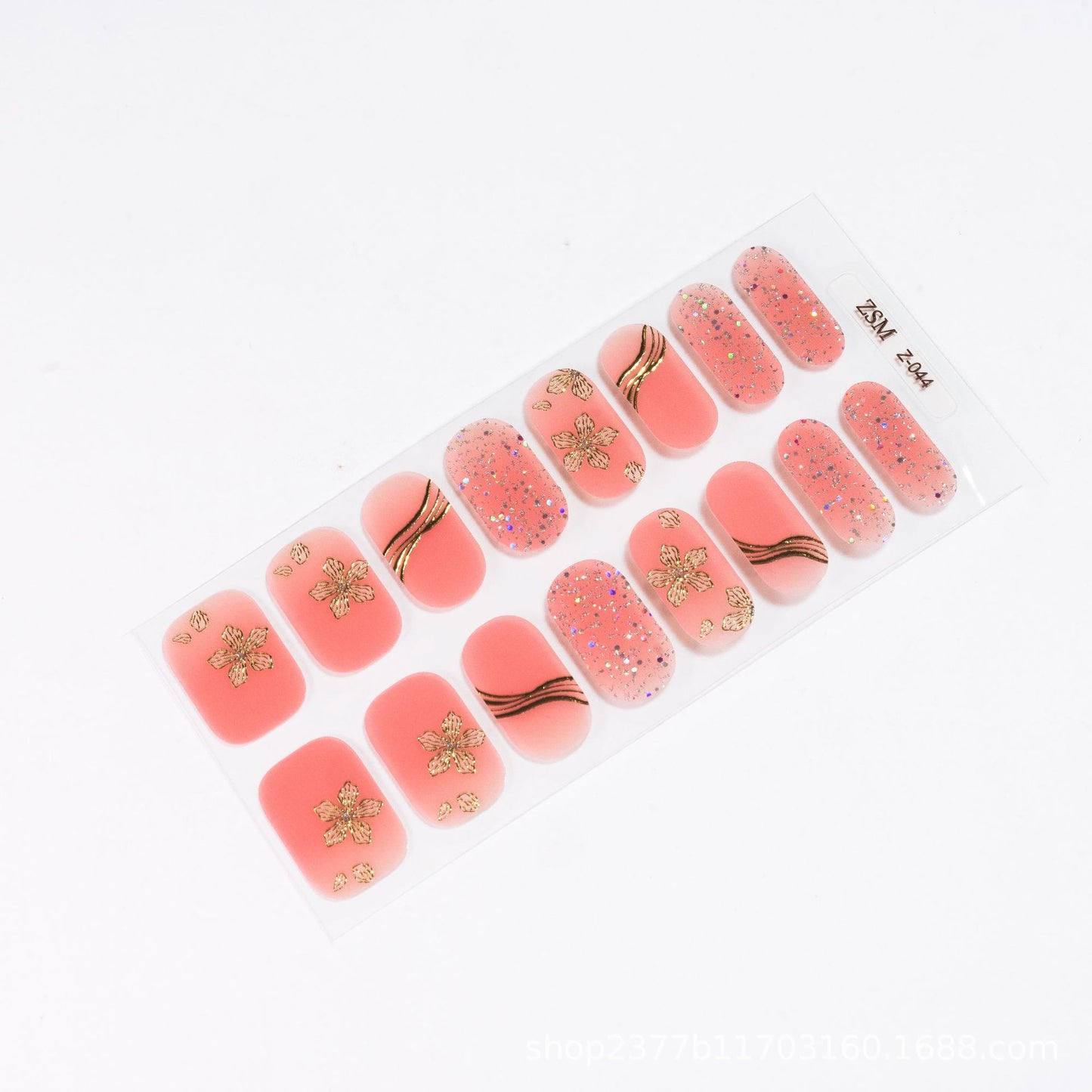 16 Finger Diamond Nail Sticker 3D Waterproof