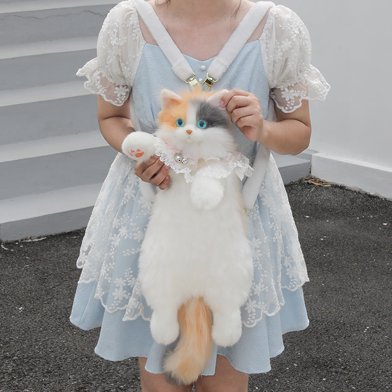 Simulation Calico Cat Backpack Cute Kitten Plush