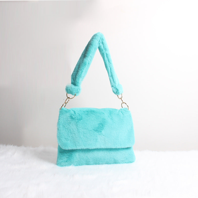Plush Bag Women Autumn And Winter One-shoulder Handbag