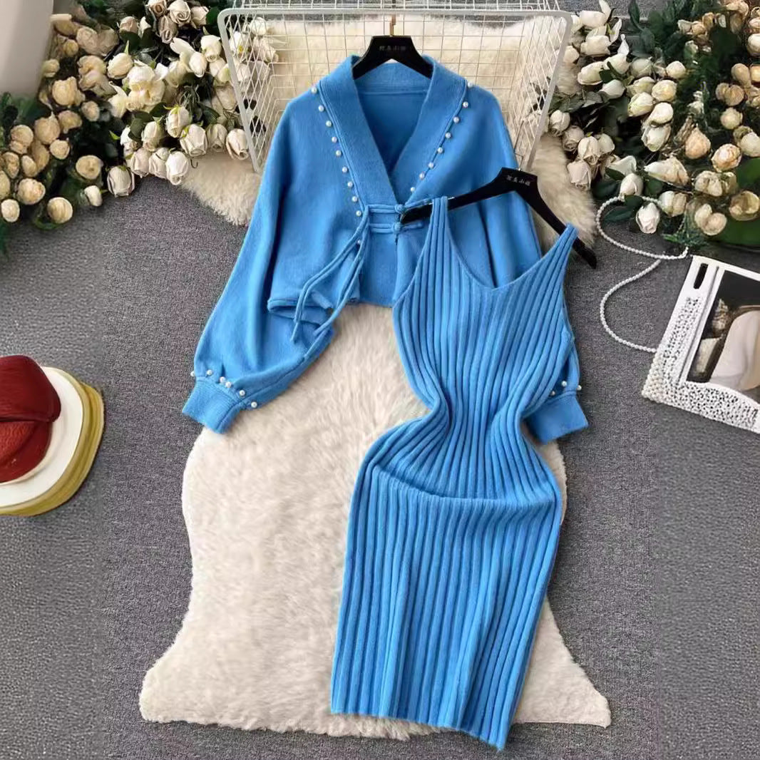 Women's Two-Piece Set V-Neck Slip Dress