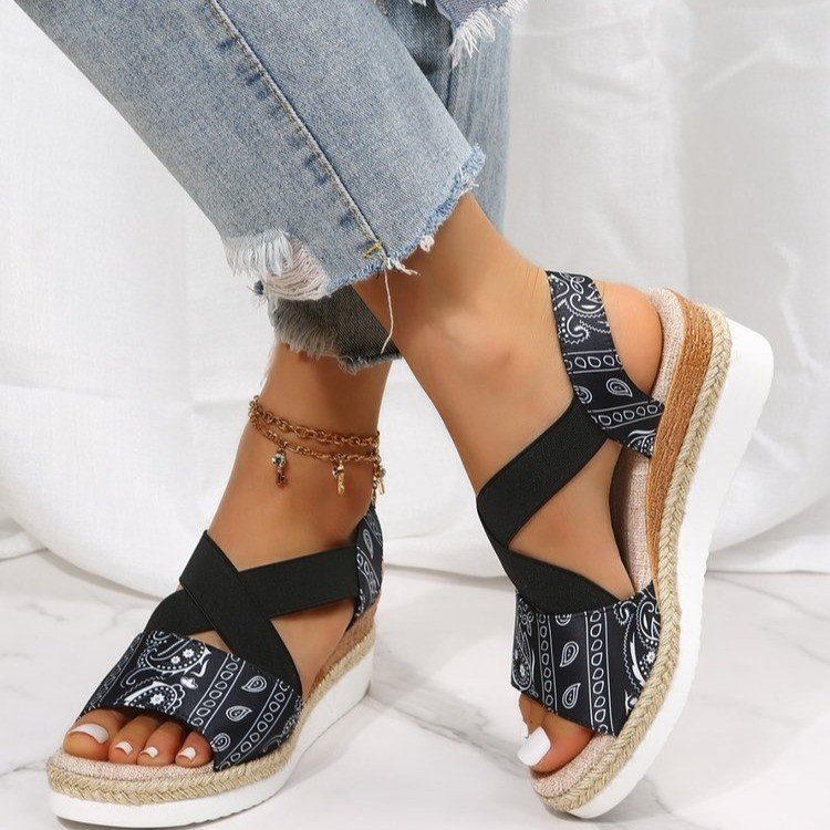 New Large Size Wedge Sandals Women's Fashion Snake Pattern