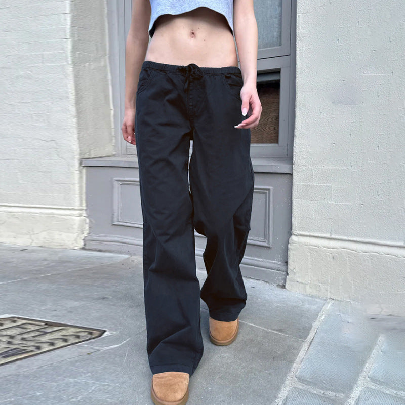 New Elastic Waist Design Straight Slimming All-match Wide Leg Pants
