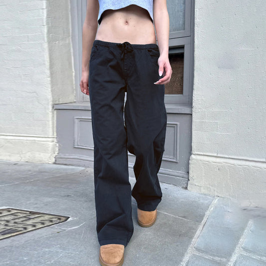 New Elastic Waist Design Straight Slimming All-match Wide Leg Pants