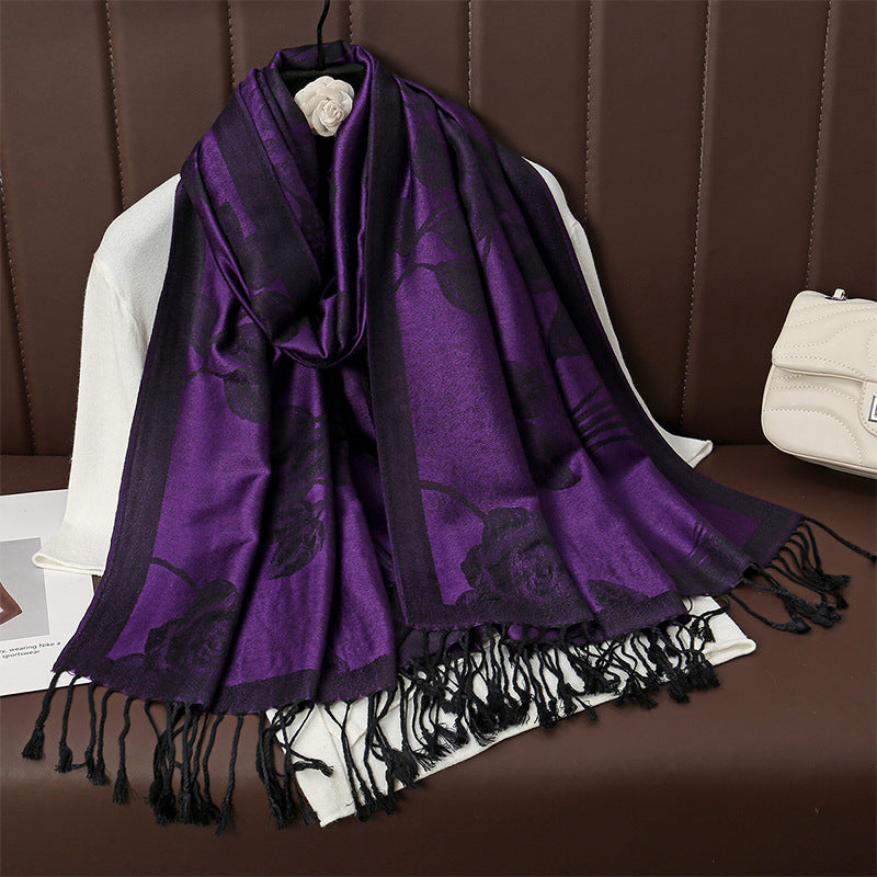Womens AutumnWinter Faux Cashmere Shawl Cozy Wrap Scarf For Warmth