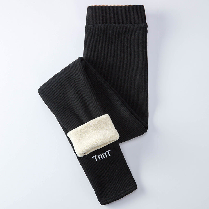 Cotton Leggings Ladies Lamb Wool Plus Velvet Thickened Outer Wear High Waist
