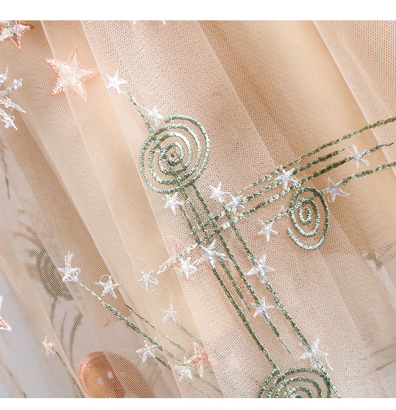 Heavy Industry Embroidered Yarn Mesh Long Skirt For Women