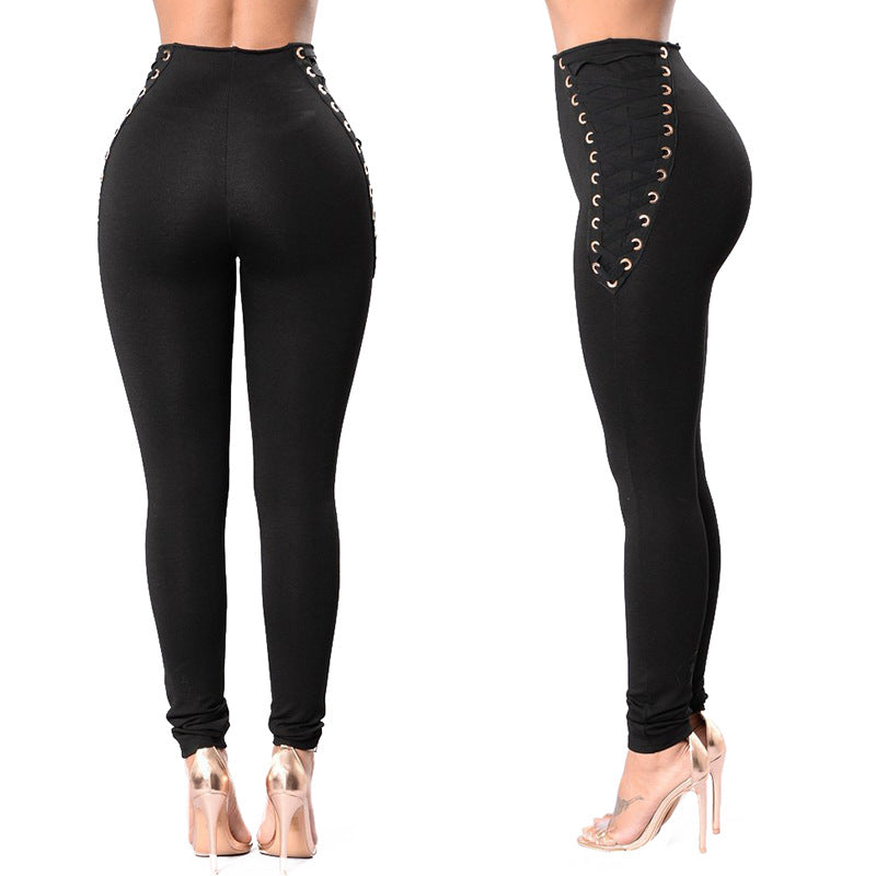 Women's Small Cross Strap Leggings Large Size Stitching