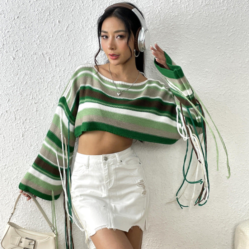 Ultra Short Midriff-baring Loose Sweater