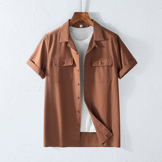 Retro Lapels Workwear Breathable Men's Shirt