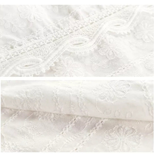 V-neck Lace Lantern Sleeve White Foreign Style Shirt