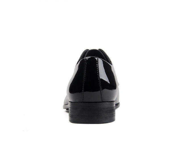 Leather Lace-up Glossy Wedding Shoes  Leather Pointed-toe