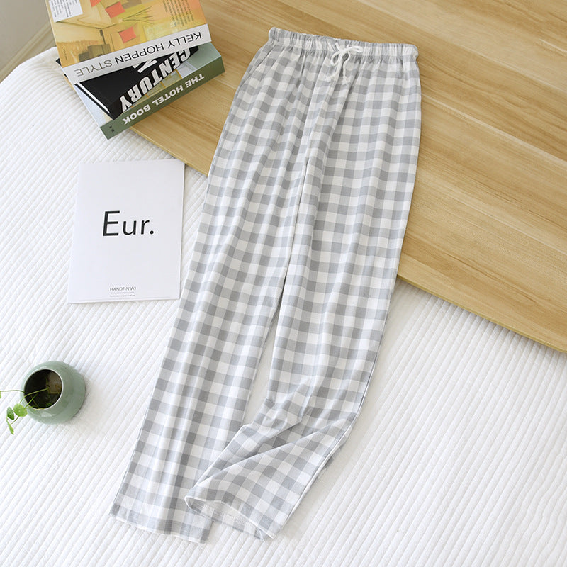 Women's Men's Knitted Plaid Pajama Pants