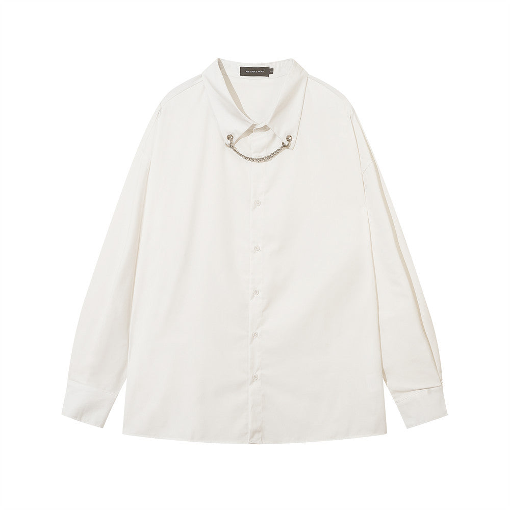 Casual Solid Color American Street Fashion Workwear Loose Lapels Shirt