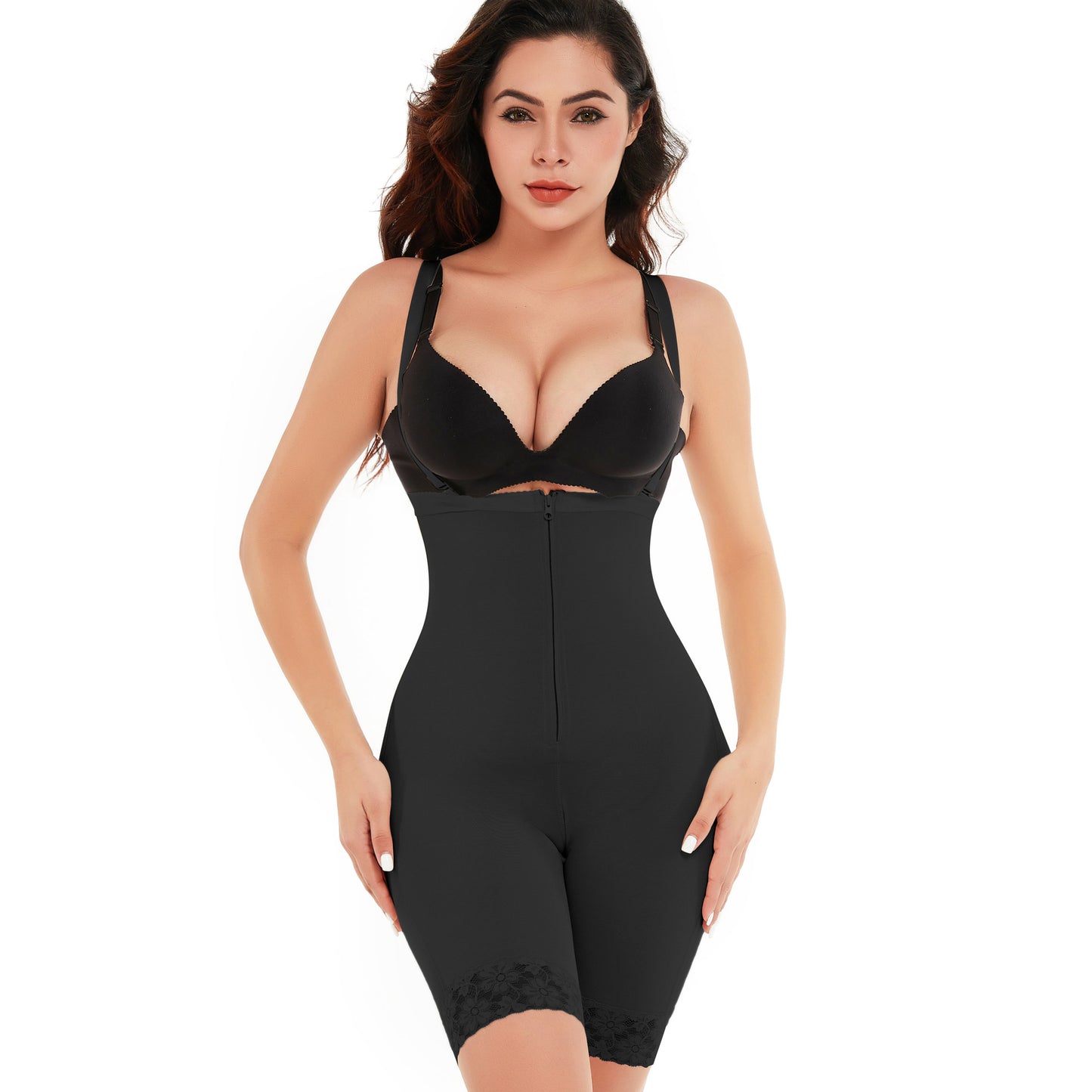 Plus Size Shapingbukser med Lynlås og Høj Talje