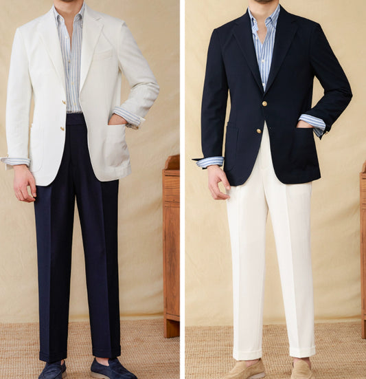 Seersucker All-match Single-breasted Slim-fitting Suit