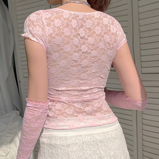 Spring New Women's Sweet Lace T-Shirt Top