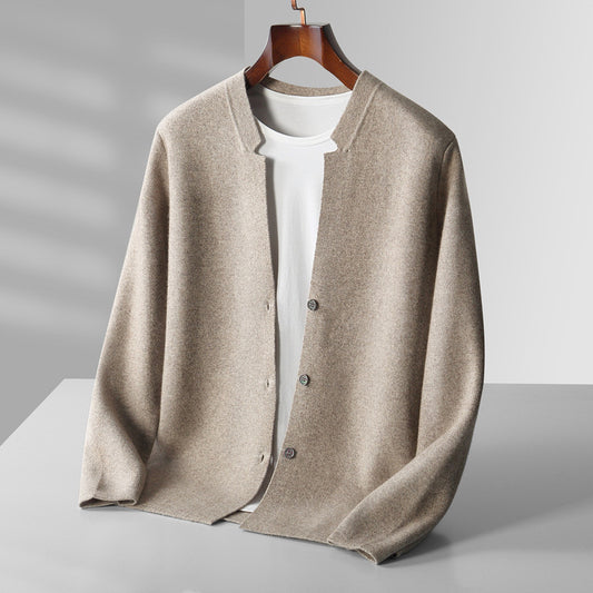 Wool Cardigan Men's Stand Collar Solid Color