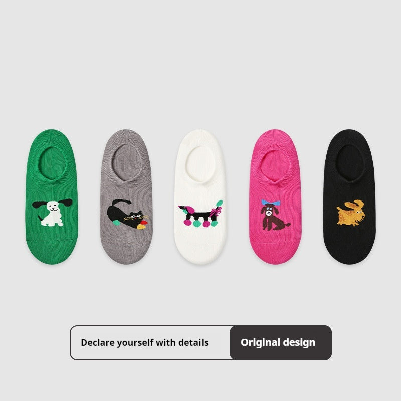 Thin Breathable Retro Color Matching Sweat Absorbing And Deodorant Ankle Socks