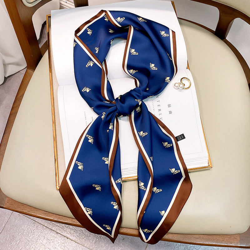 Women's Narrow And Long Silk Tied Bag With Streamer Scarf