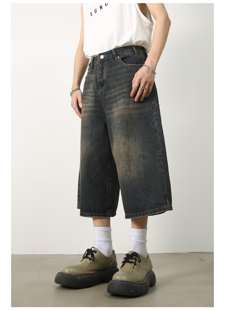 All-matching Loose Wide Leg Straight Cropped Pants