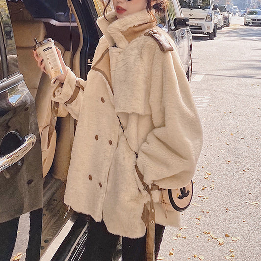 Lamb Wool Cotton Coat Women's Loose