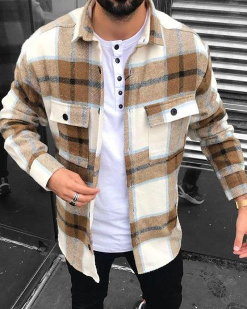 Woolen Suit Jacket Loose Lapels Double Pocket Jacket Long Sleeve