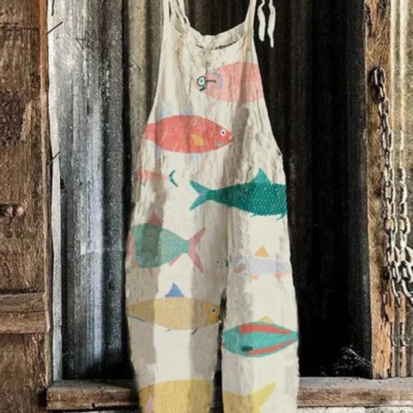 Suspenders European And American Animal Retro Printing One-piece