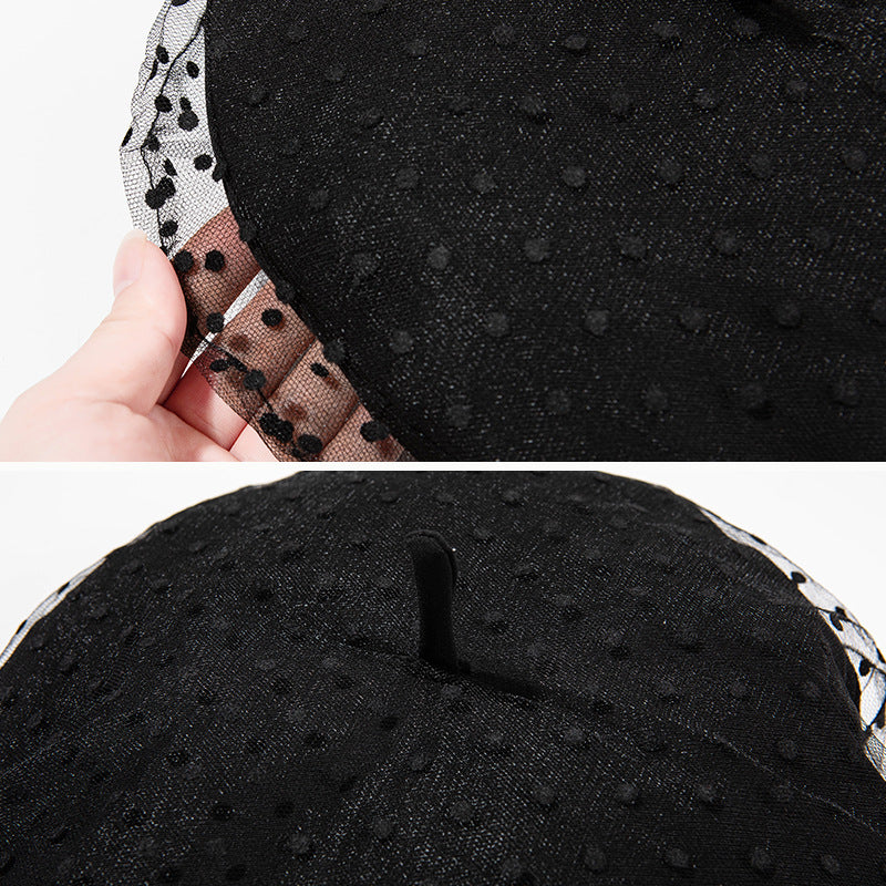 Thin Breathable Lace Mesh Black Beret
