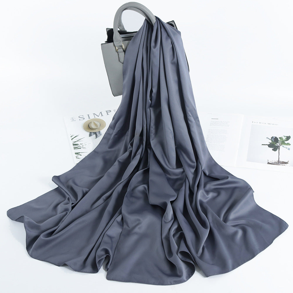 Solid Color Casual Malay Scarf Satin Shawl