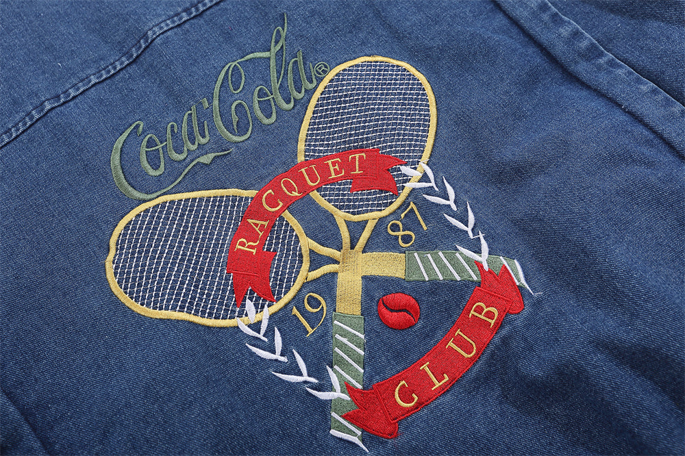 Color Stitching Thickened Quilted Baseball Uniform Denim