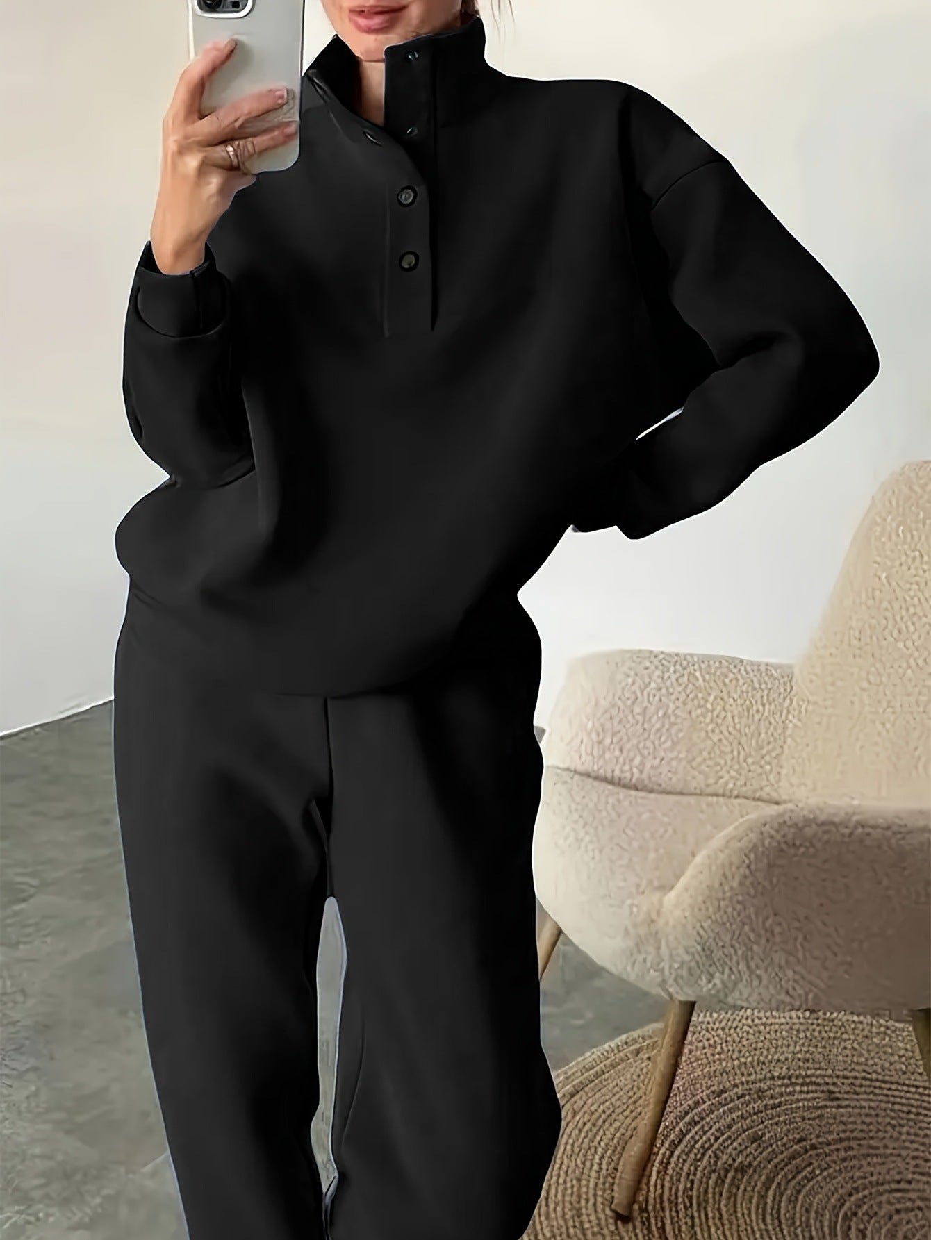New Women's Fashion Button Collar Two-piece Set