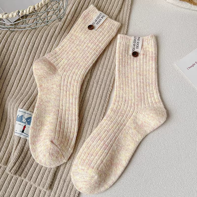 Womens Chunky-knit Socks With Buttons