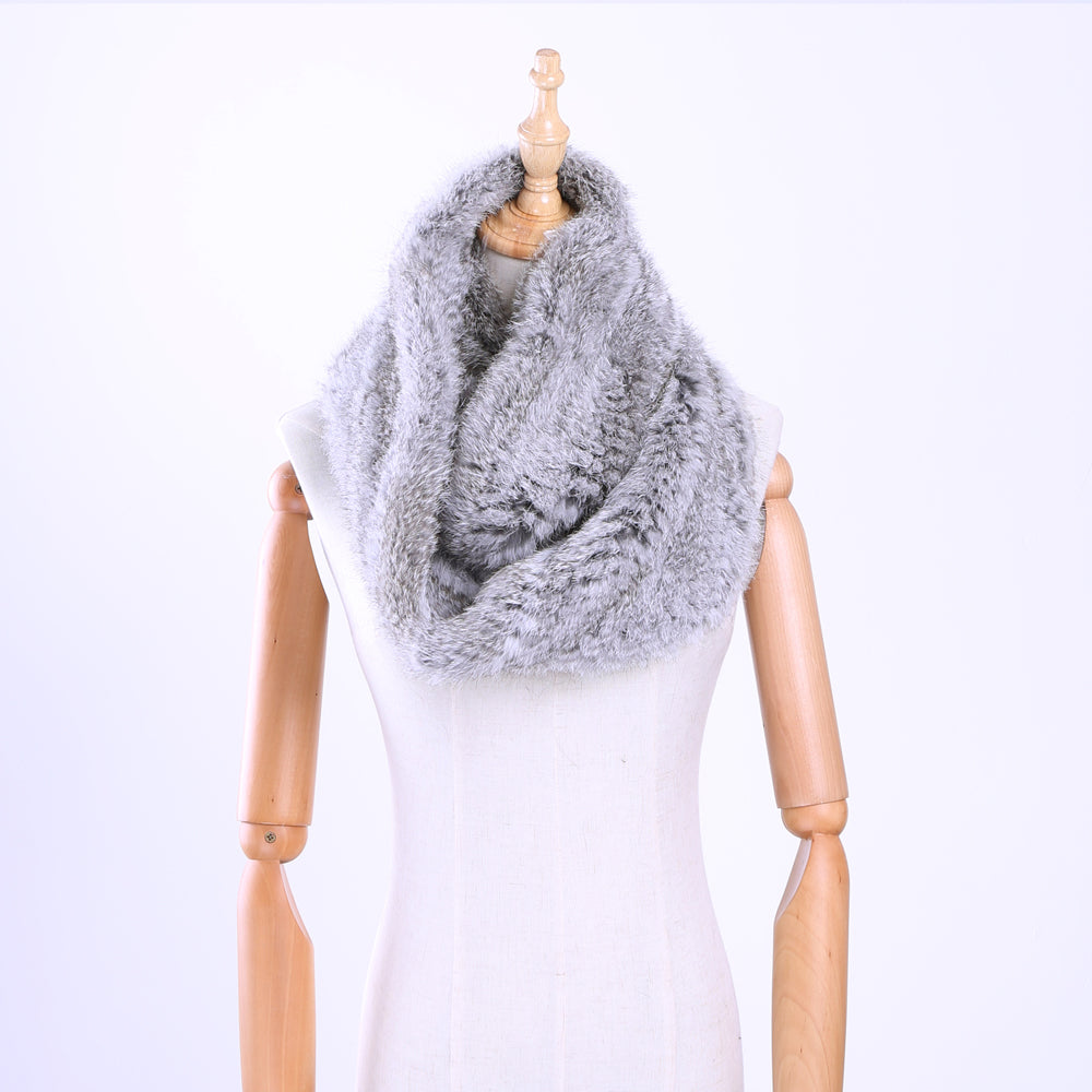 Rex Rabbit Fur Collar And Fur Woven Men's Scarf Long Thick Double-sided Warmth