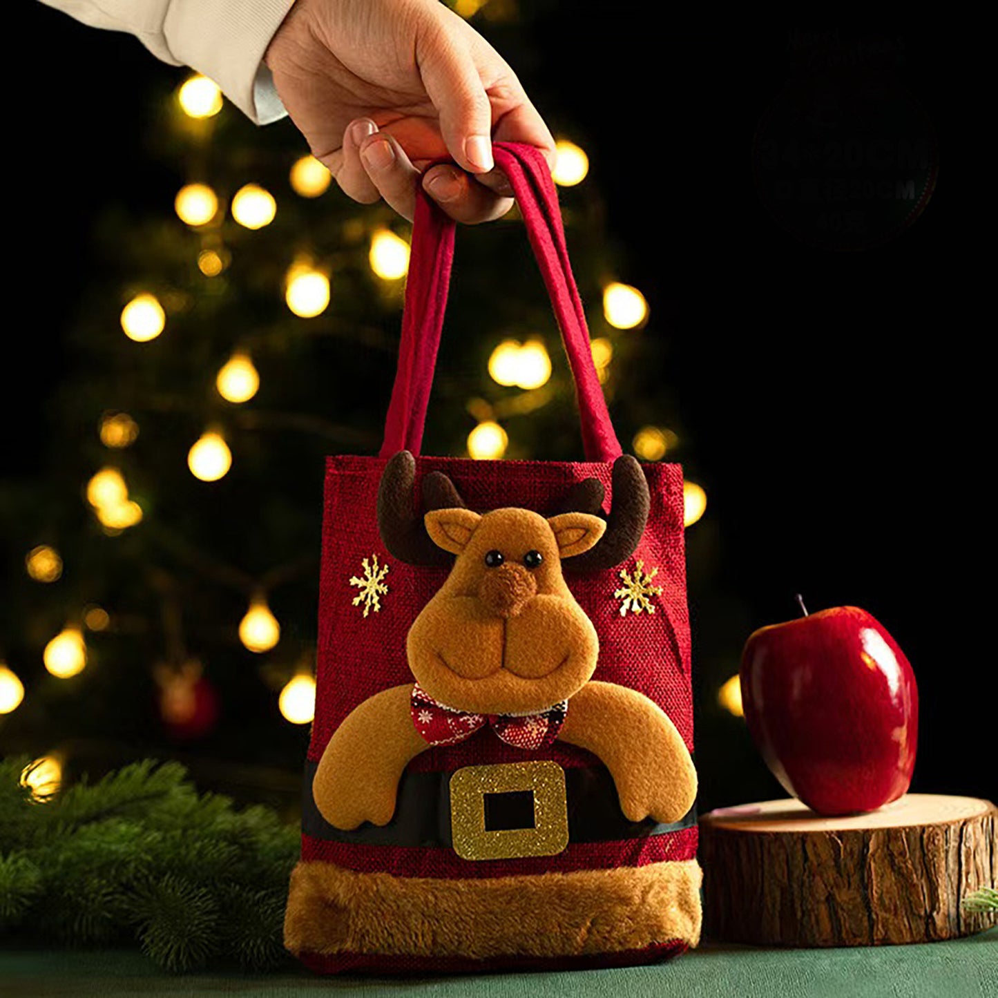 Christmas Ornament Tote Bag With A Distressed Plush Finish