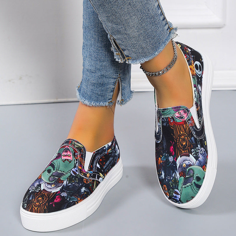 Casual Large Size Canvas Shoes Women's Flat Bottom